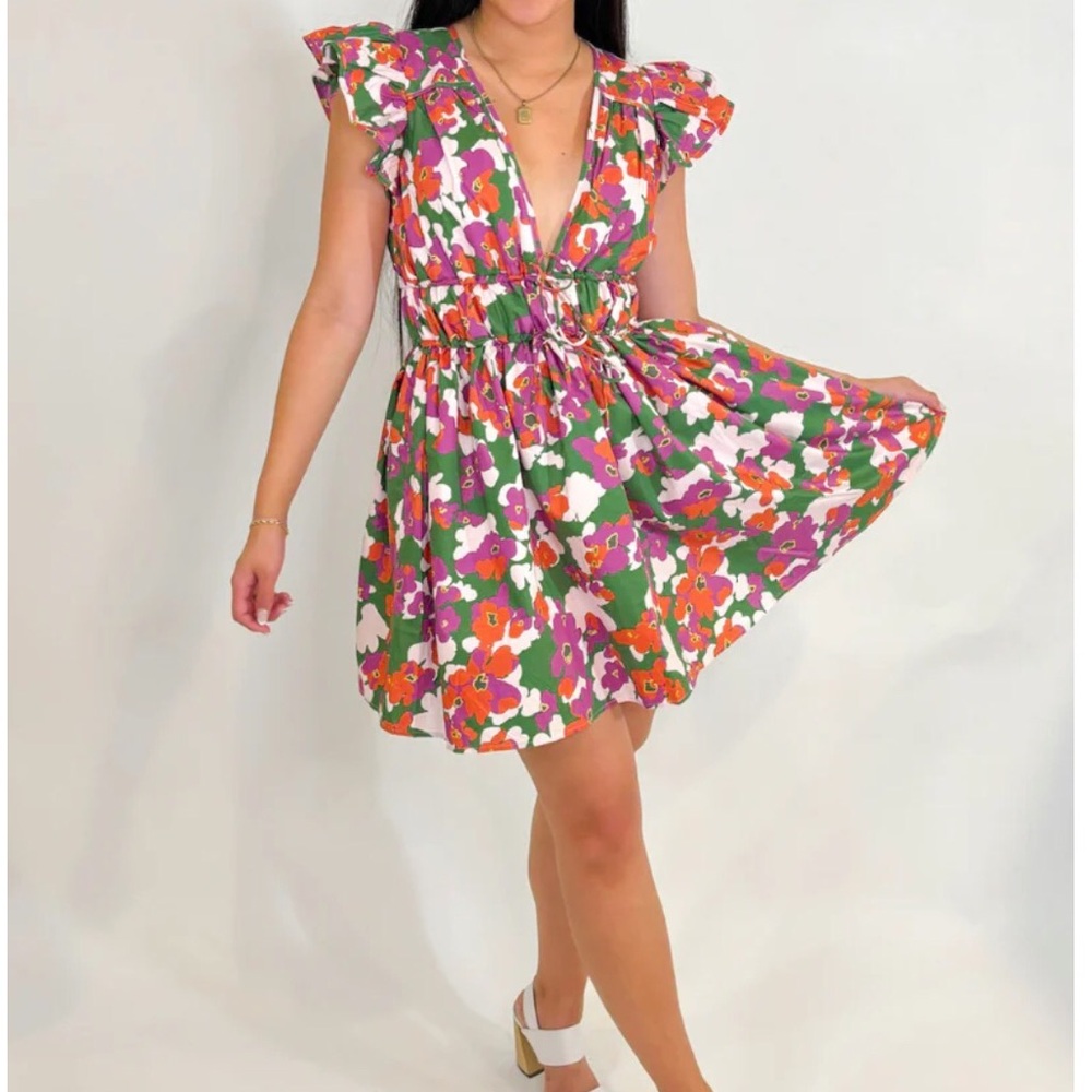 AUREUM NEW Lilbelle Betsy mini dress Retro Floral Cotton Size Small